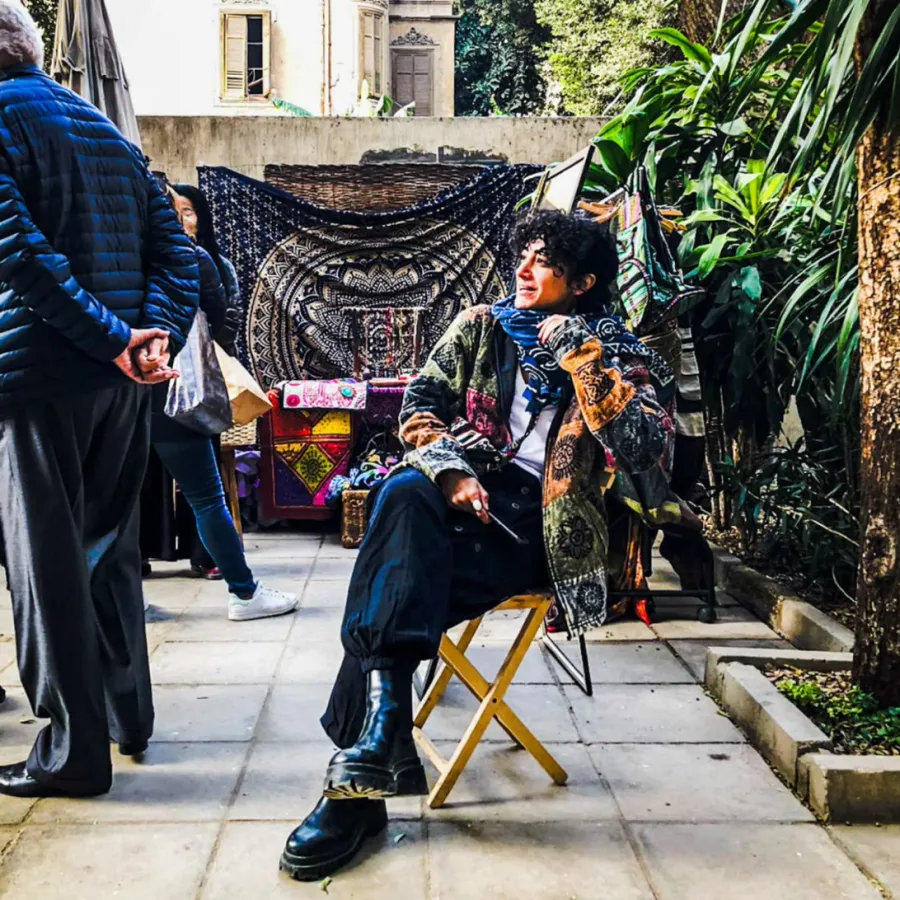 Reyam at a winter market stall in Cairo
